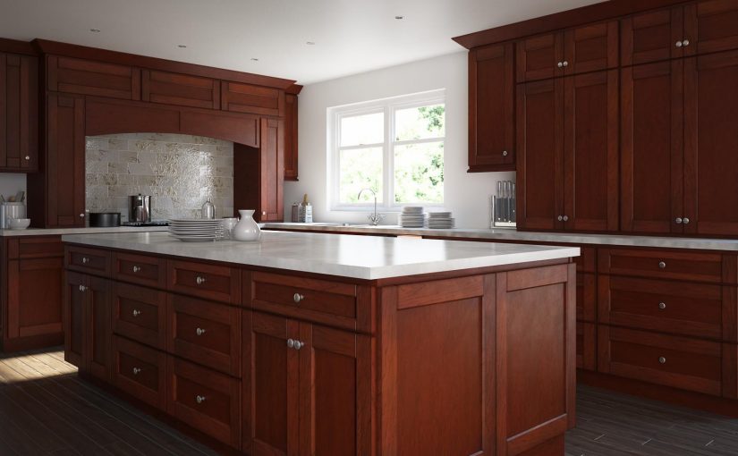 Manchester Shaker Brandywine with large Kitchen Island - Willow Lane Cabinetry