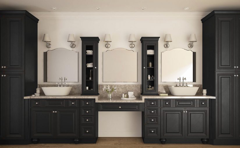 Roosevelt Black Distress with Walnut Highlights (Semi-Custom) - Willow Lane Cabinetry